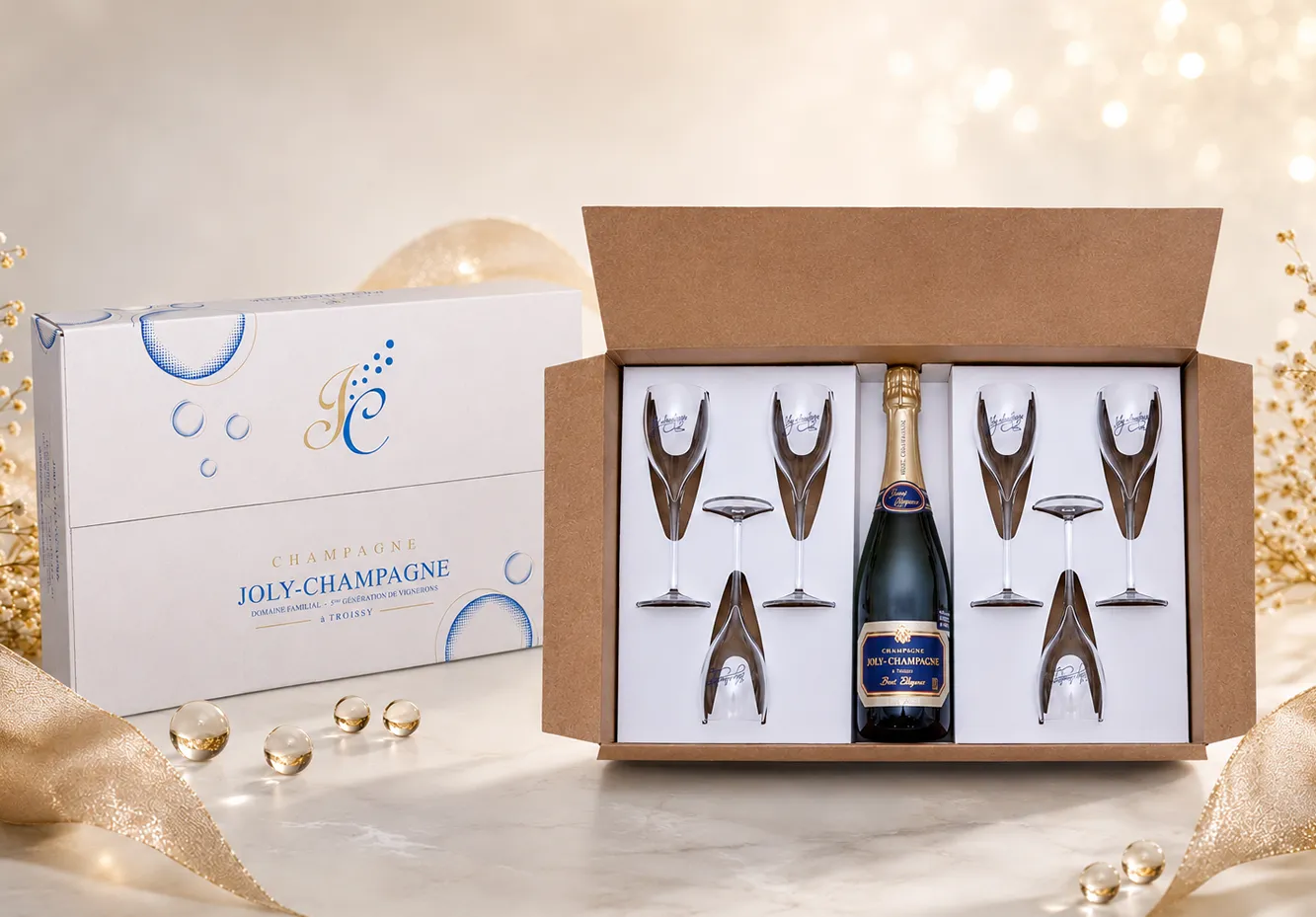 Instant Champagne : coffret 6 flutes et 1 bouteille